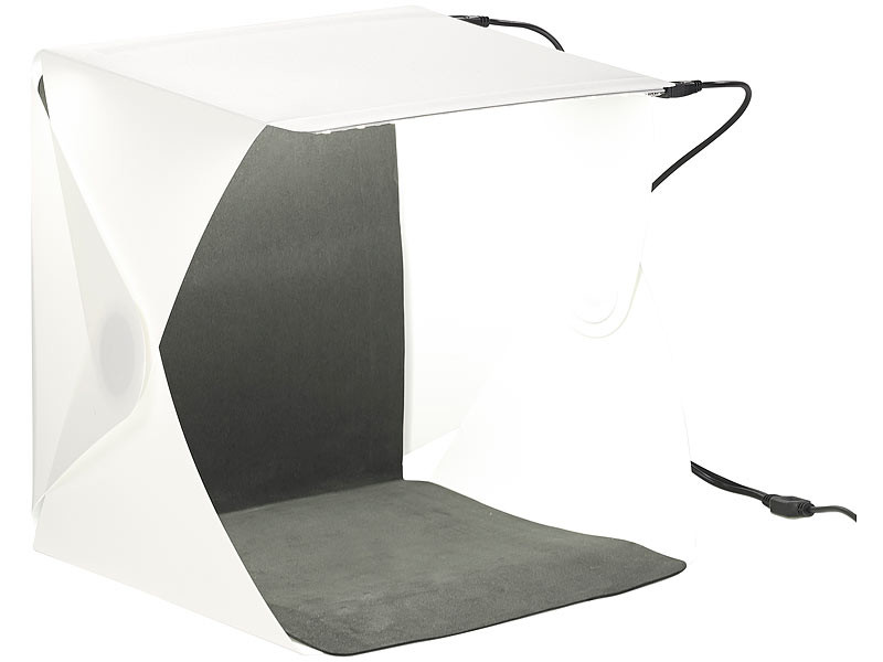 Studio photo professionnel 23 x 23 cm à éclairage 2 LED COB 20 W, 400 lm