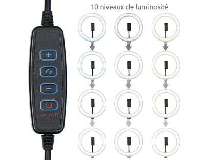 Anneau lumineux LED Ø 26 cm avec support pour smartphone et trépied (Reconditionné) – Image 14