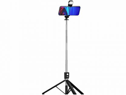 Trépied smartphone et perche à selfie 170 cm avec déclencheur à distance et éclairage LED – Image 4