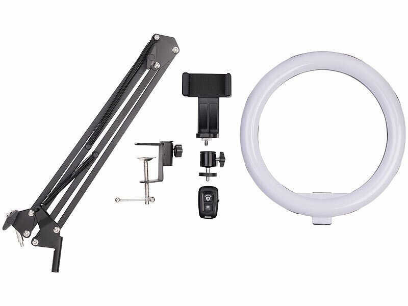 Anneau LED CCT Ø 25 cm de table avec support smartphone – Image 7