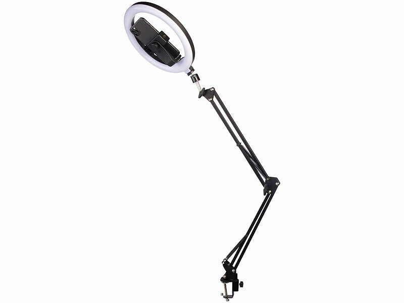 Anneau LED CCT Ø 25 cm de table avec support smartphone – Image 2