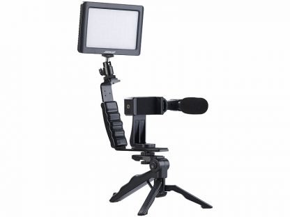 Kit de vlogging avec lampe LED, microphone, trépied et support pour smartphone (Reconditionné) – Image 7