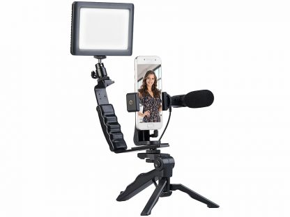 Kit de vlogging avec lampe LED, microphone, trépied et support pour smartphone (Reconditionné) – Image 3