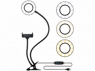 Anneau lumineux LED avec support pour smartphone Ø 9 cm (Reconditionné)