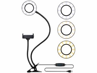 Anneau lumineux LED avec support pour smartphone Ø 9 cm (Reconditionné)