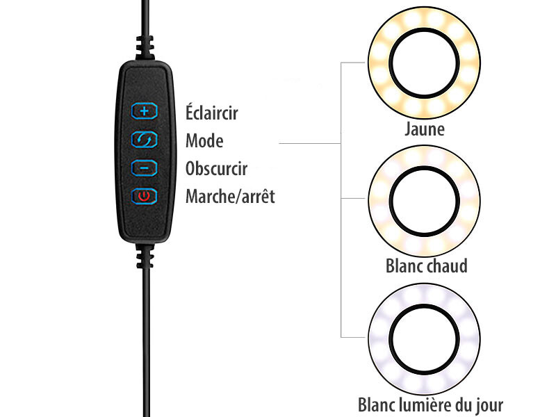 Anneau lumineux LED avec support pour smartphone Ø 9 cm (Reconditionné) – Image 4
