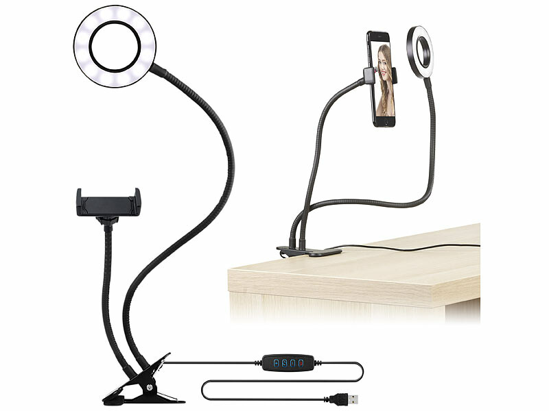 Anneau lumineux LED avec support pour smartphone Ø 9 cm (Reconditionné) – Image 2